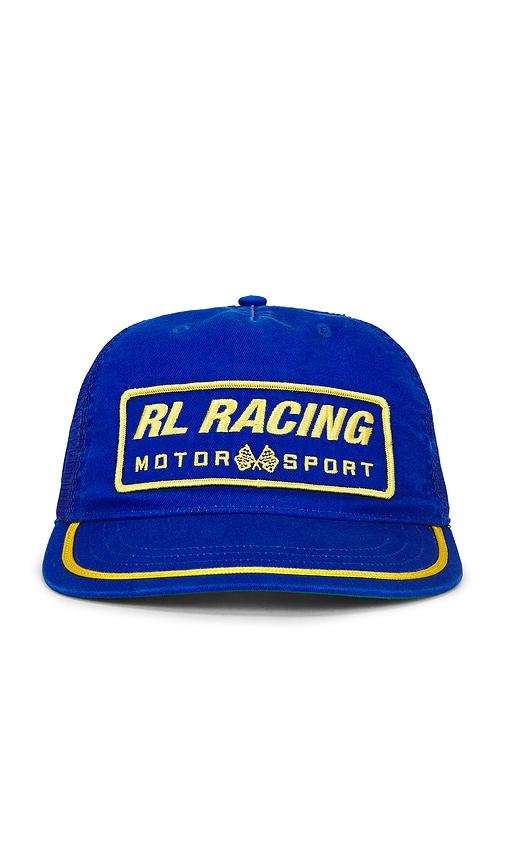 Polo Ralph Lauren Polyester Knit Vintage RL Racing Trucker Hat in Blue by POLO RALPH LAUREN
