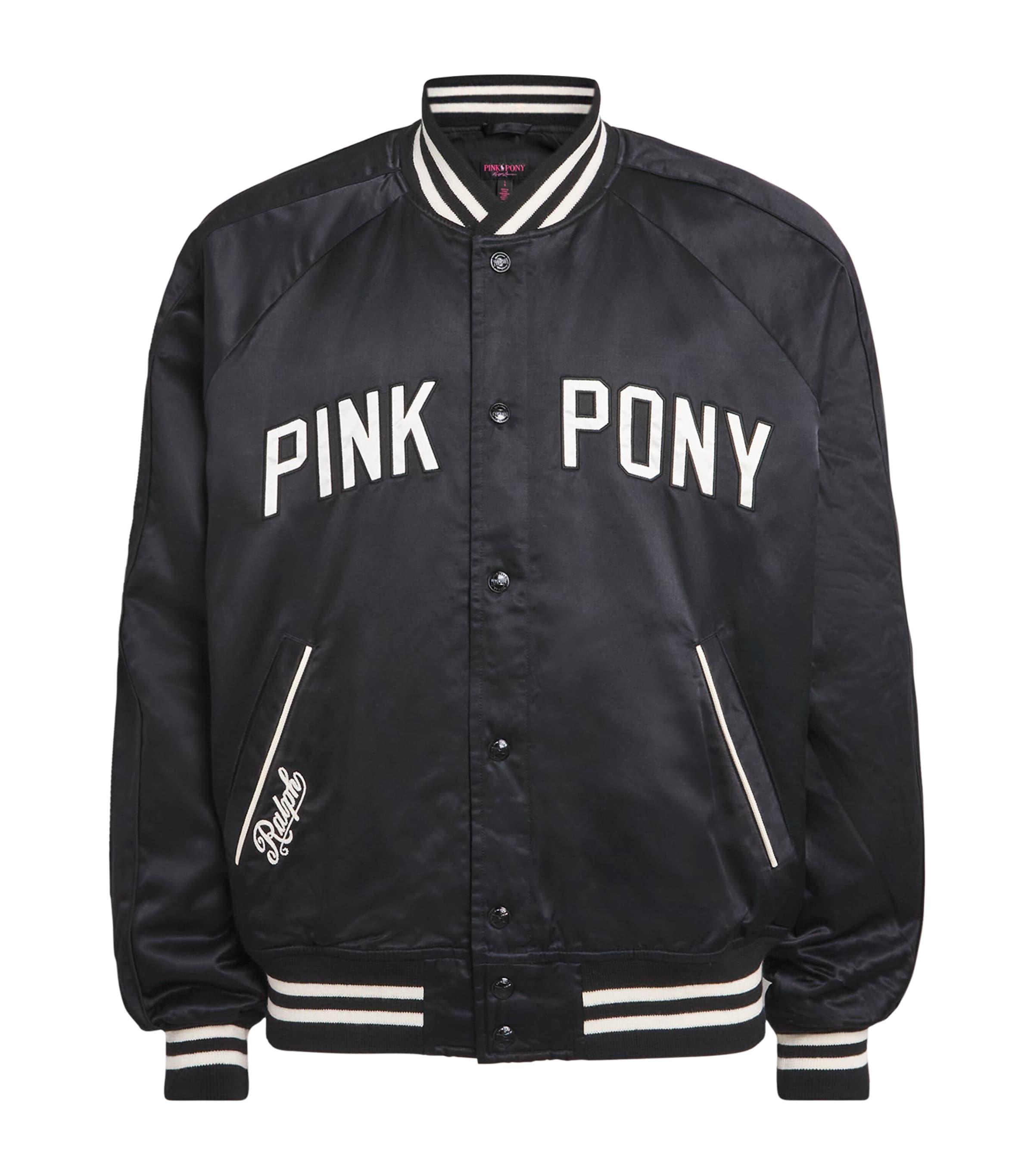 Polo Ralph Lauren Satin Pink Pony Baseball Jacket by POLO RALPH LAUREN