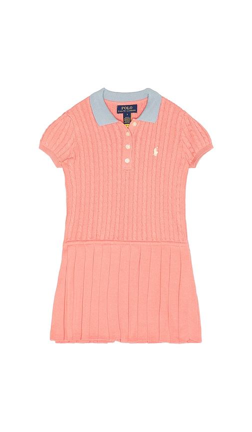 Polo Ralph Lauren Short Sleeve Cotton Mini Cable Knit Collared Dress in Rose by POLO RALPH LAUREN