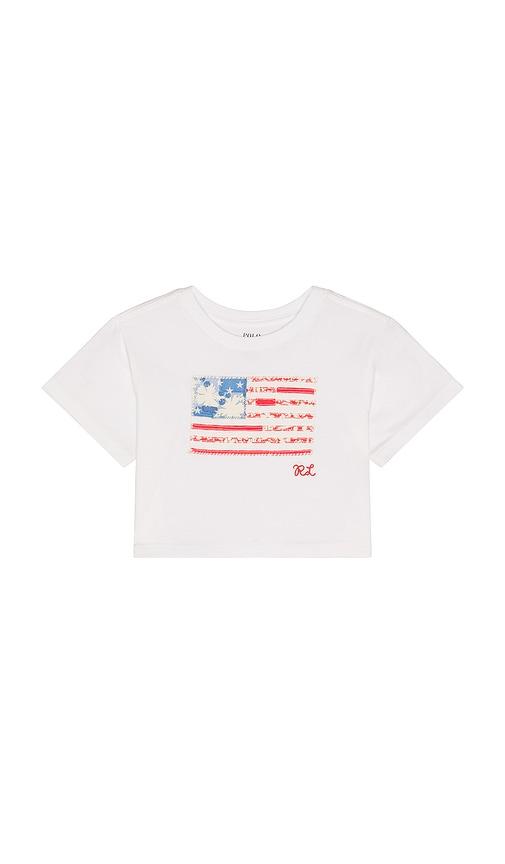 Polo Ralph Lauren Short Sleeve Jersey Knit Flag Boxy T-shirt in White by POLO RALPH LAUREN