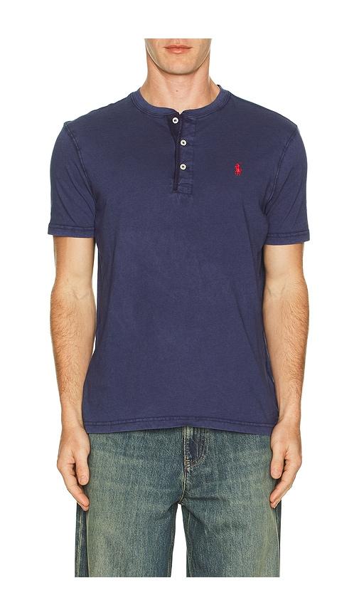 Polo Ralph Lauren Short Sleeve Slub Jersey Henley Tee in Blue by POLO RALPH LAUREN