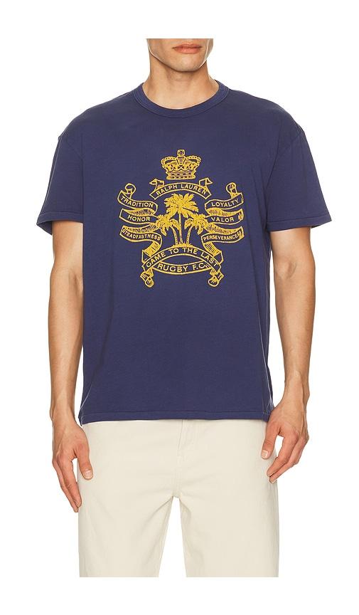 Polo Ralph Lauren Short Sleeve Uneven Jersey Rugby F.C. Graphic Printed T-Shirt in Navy by POLO RALPH LAUREN