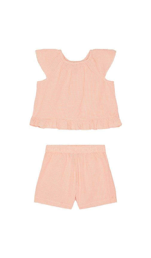 Polo Ralph Lauren Sleeveless Madras Ruffle Shirt With Short in Pink by POLO RALPH LAUREN