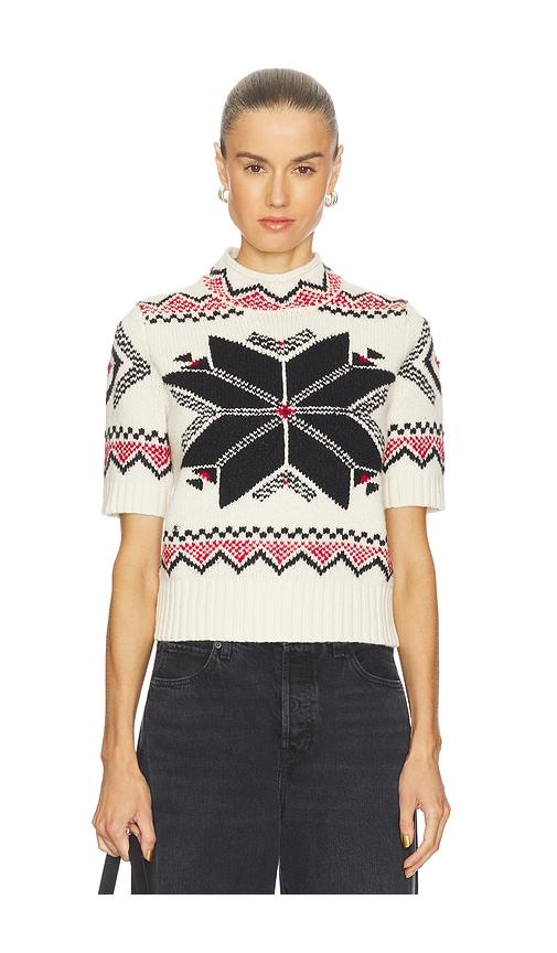 Polo Ralph Lauren Snowflake Mockneck Short Sleeve Sweater in Cream by POLO RALPH LAUREN