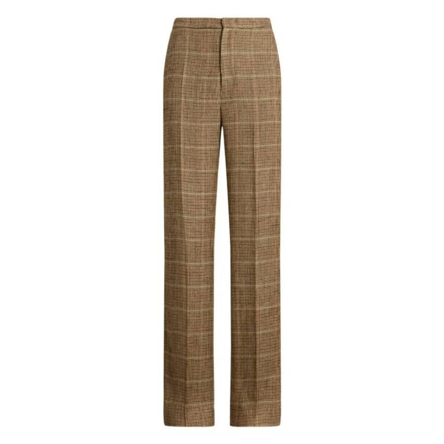 Polo Ralph Lauren Straight-Leg Plaid Linen-Silk Trouser by POLO RALPH LAUREN
