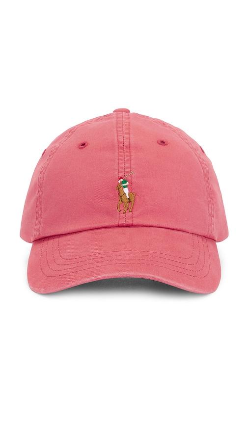 Polo Ralph Lauren Stretch Twill Classic Sport Cap & Leather Strap in Red by POLO RALPH LAUREN