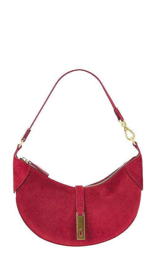 Polo Ralph Lauren Suede Shoulder Bag Small in Red by POLO RALPH LAUREN