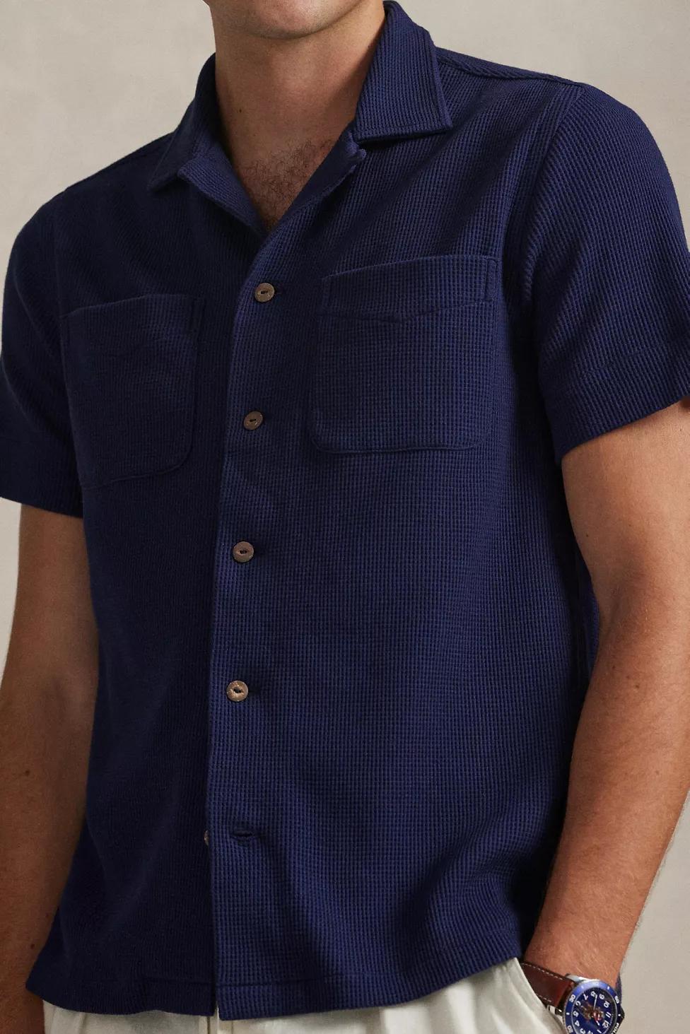 Polo Ralph Lauren Waffle Knit Cotton-Linen Short Sleeve Shirt by POLO RALPH LAUREN