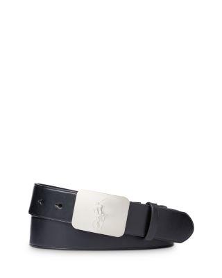 Pony Plaque Leather Belt by POLO RALPH LAUREN