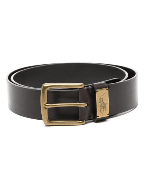 Pony-Plaque leather  belt by POLO RALPH LAUREN