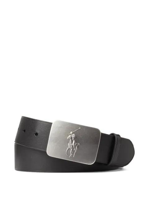 Pony-plaque leather belt by POLO RALPH LAUREN