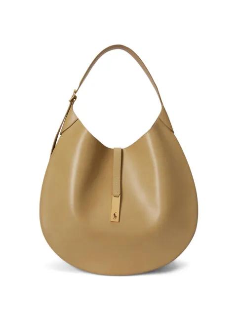 Pony-plaque leather shoulder bag by POLO RALPH LAUREN