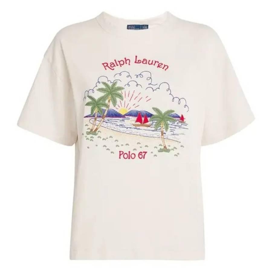 Ralph Lauren Cotton-Linen Embroidered Beach T-Shirt by POLO RALPH LAUREN