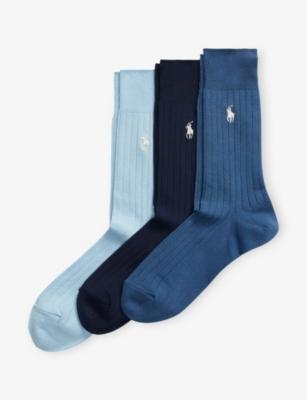 Ribbed Pack of Three Cotton-Blend Socks by POLO RALPH LAUREN