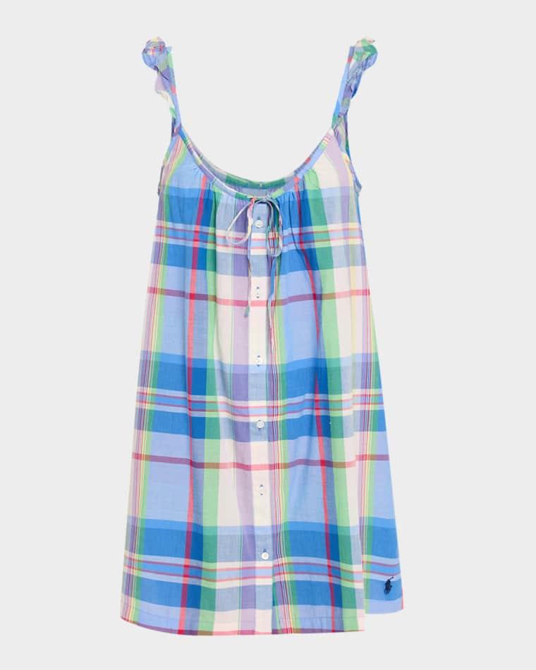 Ruffle-Trim Plaid Cotton Mini Dress by POLO RALPH LAUREN