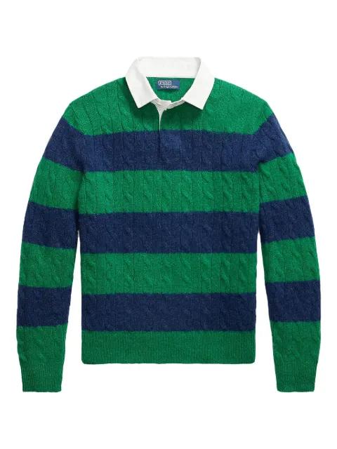Rugby striped cable-knit polo shirt by POLO RALPH LAUREN