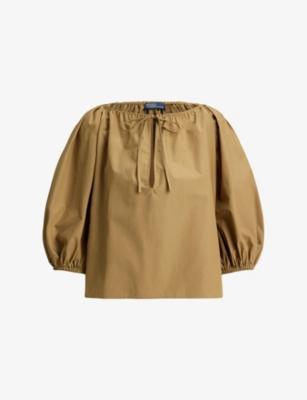 Shirred Oversized-Fit Cotton Top by POLO RALPH LAUREN