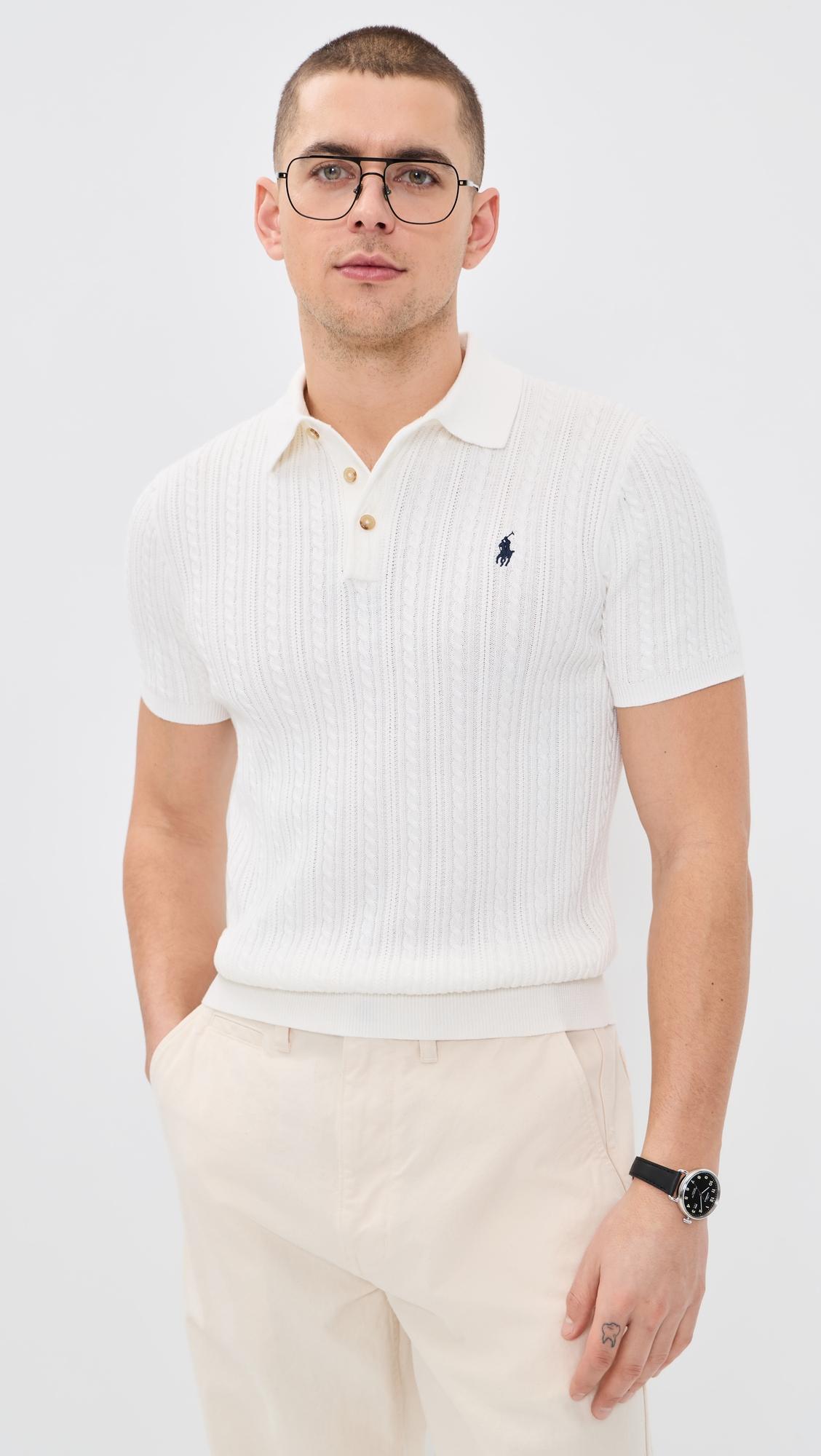 Short Sleeve Featherweight Cable Knit Sweater by POLO RALPH LAUREN