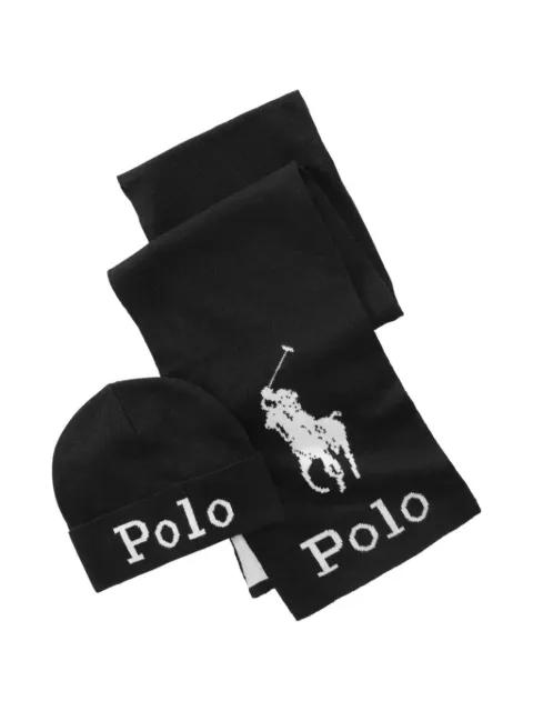 Stacked Polo Pony jacquard scarf and beanie hat set by POLO RALPH LAUREN