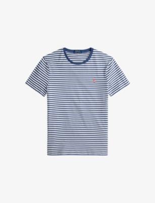 Striped Brand-Embroidered Cotton-Jersey T-Shirt by POLO RALPH LAUREN