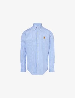 Striped Brand-Embroidery Cotton-Poplin Shirt by POLO RALPH LAUREN