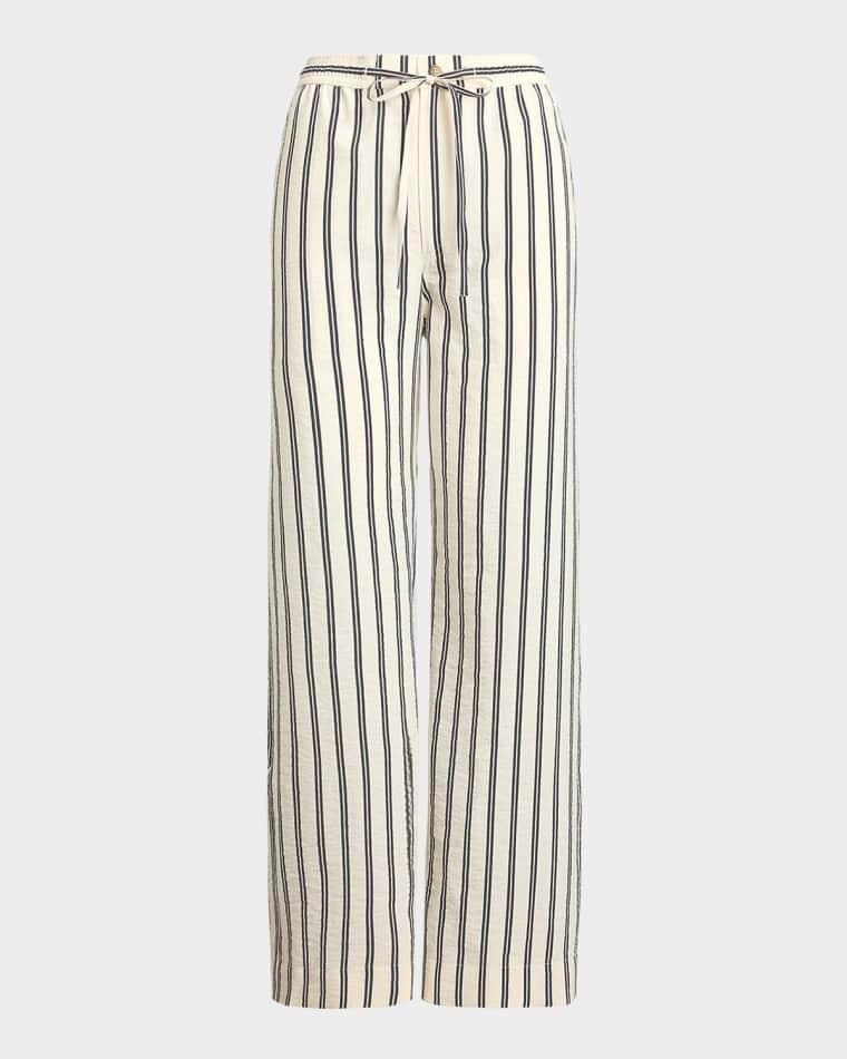 Striped Silk-Blend Wide-Leg Pant by POLO RALPH LAUREN