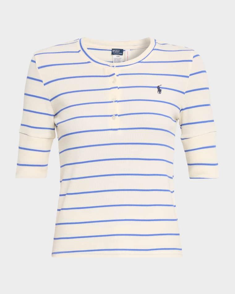 Striped Waffle-Knit Henley & Shorts Pajama Set by POLO RALPH LAUREN