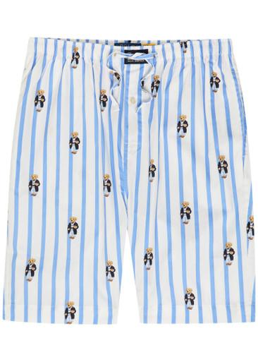 Striped polo-bear cotton-poplin sleep shorts by POLO RALPH LAUREN