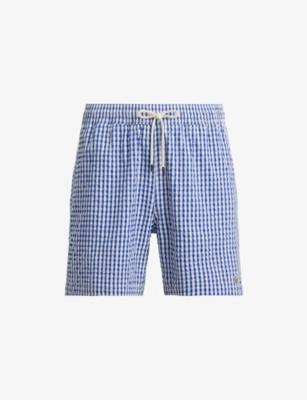 Traveler Gingham-Print Stretch-Woven Trunks by POLO RALPH LAUREN
