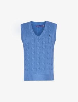 V-neck logo-embroidered cotton knitted vest by POLO RALPH LAUREN