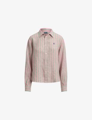 Wide Cropped Striped-Print Linen Shirt by POLO RALPH LAUREN
