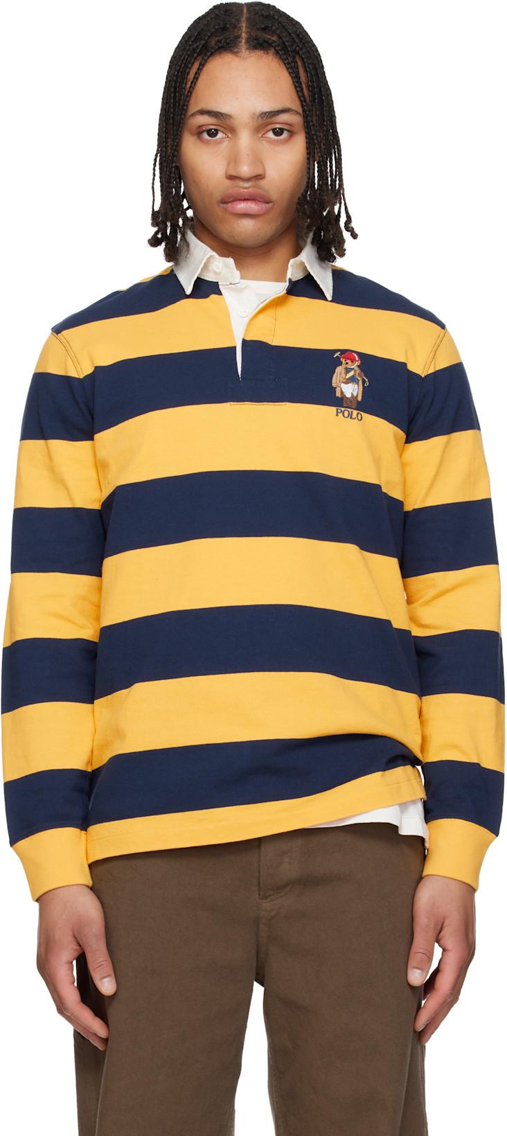 Yellow & Navy Classic Fit Polo Bear Rugby Polo by POLO RALPH LAUREN