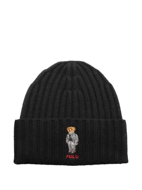 bear-embroidered beanie hat by POLO RALPH LAUREN