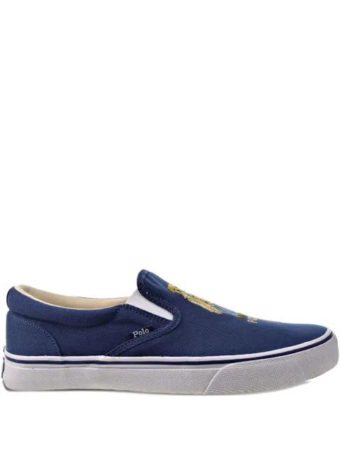 bear-embroidered slip-on trainers by POLO RALPH LAUREN