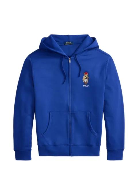 bear-embroidered zip-up hoodie by POLO RALPH LAUREN