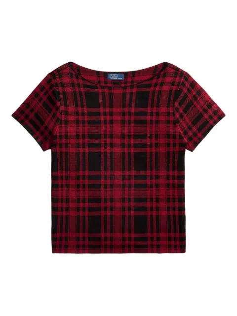 boat-neck plaid t-shirt by POLO RALPH LAUREN