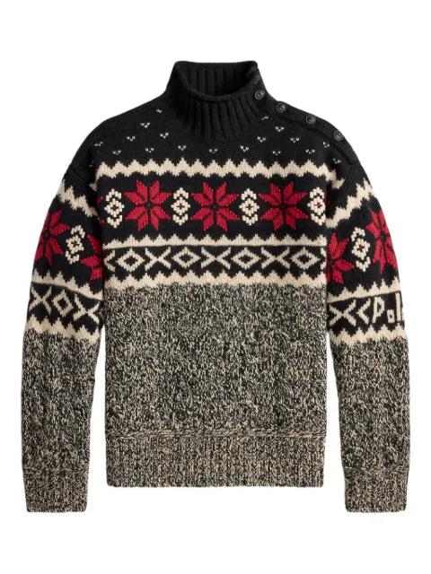 buttoned patterned pullover by POLO RALPH LAUREN