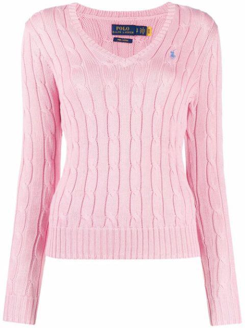 cable-knit V-neck jumper by POLO RALPH LAUREN