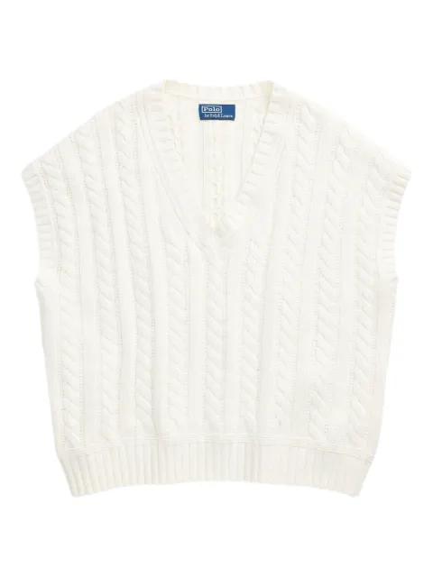 cable-knit V-neck sleeveless vest by POLO RALPH LAUREN