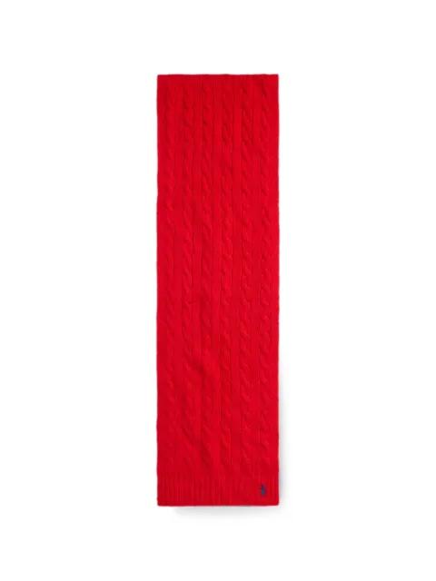 cable-knit embroidered Pony scarf by POLO RALPH LAUREN