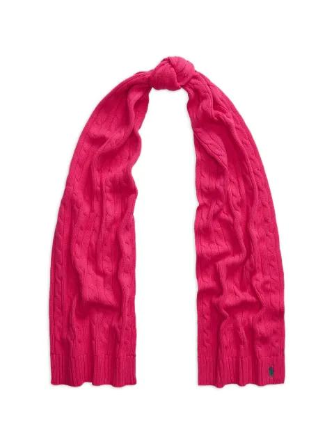 cable-knit embroidered-logo scarf by POLO RALPH LAUREN