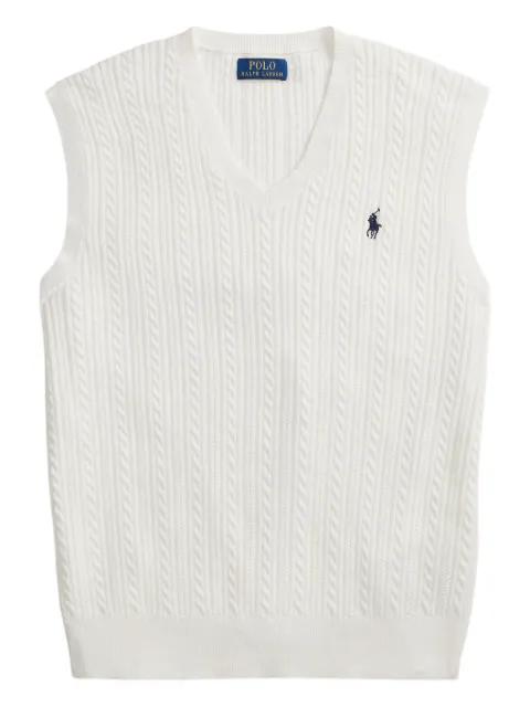 cable-knit embroidered-logo vest by POLO RALPH LAUREN
