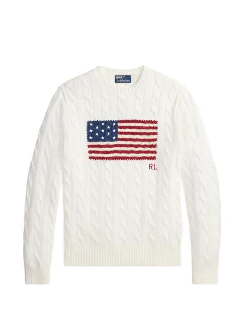 cable-knit flag-motif sweater by POLO RALPH LAUREN