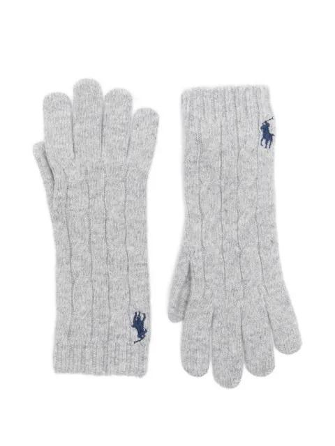 cable-knit logo-embroidered gloves by POLO RALPH LAUREN