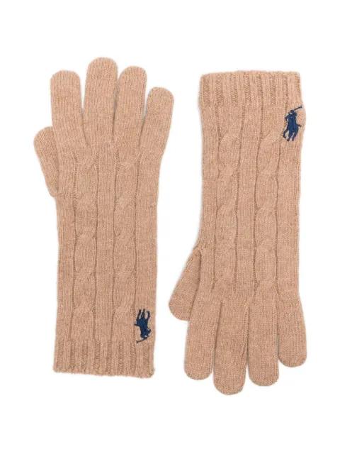 cable-knit logo-embroidered gloves by POLO RALPH LAUREN