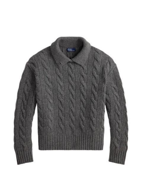 cable-knit polo-collar wool sweater by POLO RALPH LAUREN