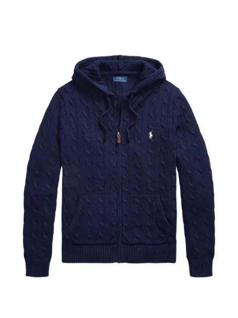 cable-knit zip-up hoodied cardigan by POLO RALPH LAUREN