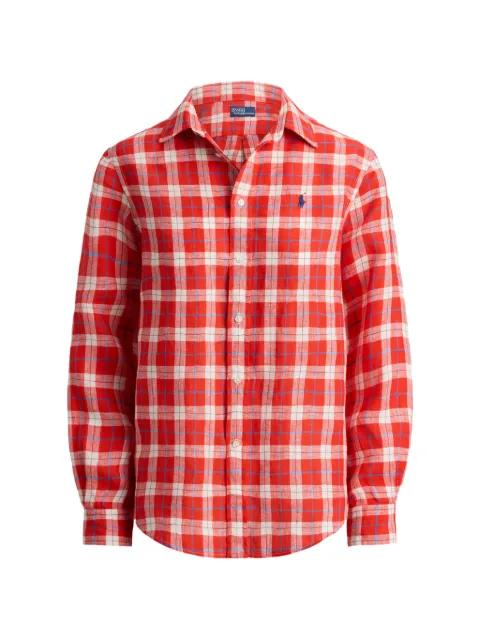 check-print logo-embroidered shirt by POLO RALPH LAUREN