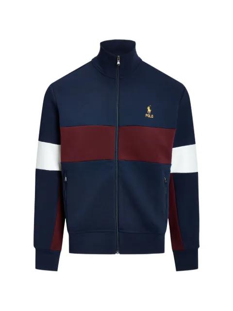 colour-block zip-up cotton cardigan by POLO RALPH LAUREN