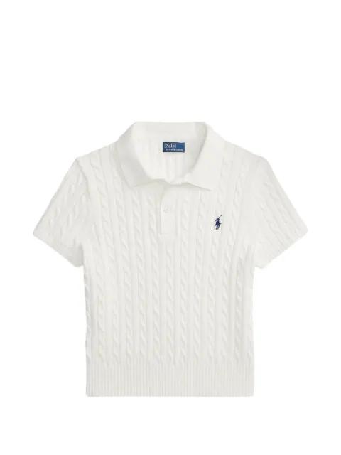 cropped cable-knit polo shirt by POLO RALPH LAUREN
